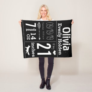 Lil' Lady Fox Elke kleur Baby Geboorte Statistieke Fleece Deken