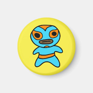 Li'l Lucha Libre Wrestler Magnet (blauw-Oranje) Magneet