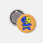 Li'l Lucha Libre Wrestler Magnet (bleu-jaune) (Recto/Verso)