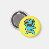 Li'l Lucha Libre Wrestler Magnet (Blue-Orange) (Recto/Verso)
