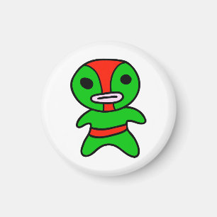 li'l Lucha Libre Wrestler Magnet (groen-rood) Magneet