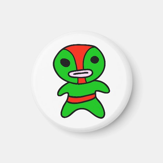 li'l Lucha Libre Wrestler Magnet (Vert-Rouge) (Devant)