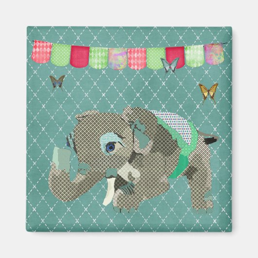 Lil Lucky Elephant Aimant Vert (Devant)