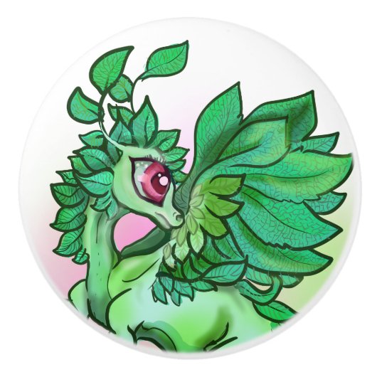 lil' Mint Herb Garden Dragon Keramische Knop (Voorkant)