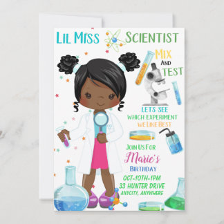 Lil Miss Scientist Carte d'invitation d'anniversai