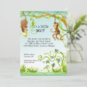 Lil Monkey, Boy Baby shower Invitation (Debout devant)