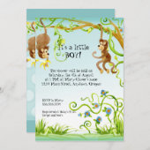 Lil Monkey, Boy Baby shower Invitation (Devant / Derrière)