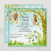 Lil Monkey, Boy Baby shower Invitation (Devant / Derrière)