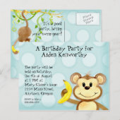 Lil Monkey, Boy Verjaardagsfeest Post Kaart Uitnod (Voorkant / Achterkant)