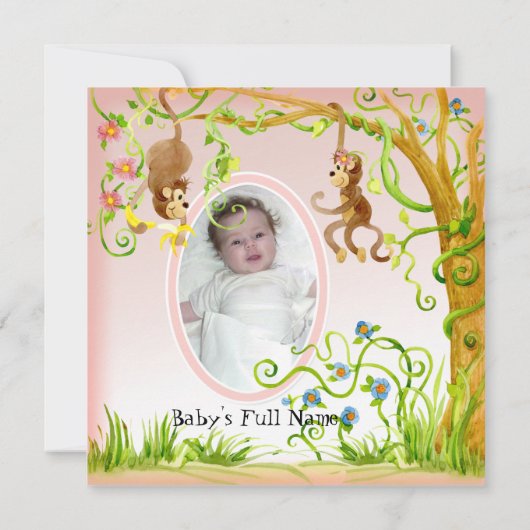 Lil Monkey, Fille Faire-part de naissance (Dos)