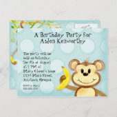 Lil Monkey, Garçon Anniversaire Invitation de la c (Devant / Derrière)