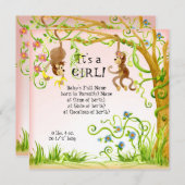 Lil Monkey, Geboorteaankondiging Meisje Kaart (Voorkant / Achterkant)