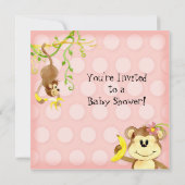 Lil Monkey, Invitation Baby shower fille (Dos)