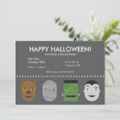 Lil Monsters Halloween Party Invitation Kaart (Staand voorkant)