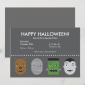 Lil Monsters Halloween Party Invitation Kaart (Voorkant / Achterkant)