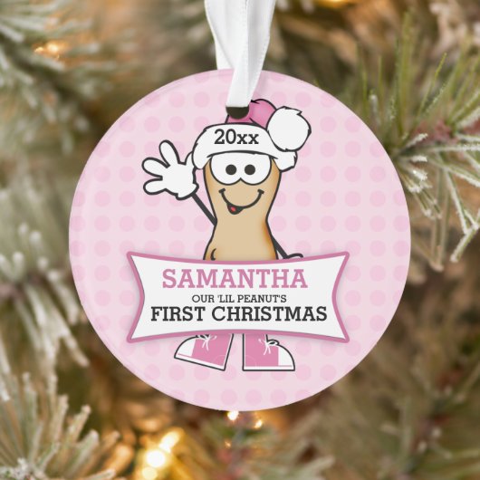 Lil Peanut (roze) Baby's 1ste Kerstmis Ornament (Boom)