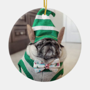 Lil Pickles Da Pug Grompy Elf Ornament
