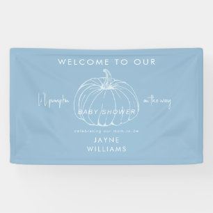 Li'l Pompoen Blauw en Wit Baby shower Welkom Spandoek
