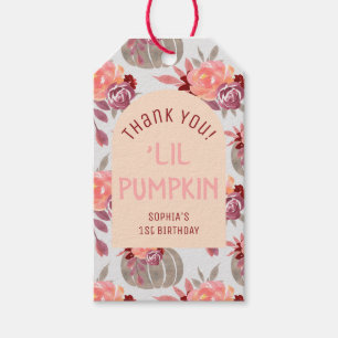 'Lil Pumpkin Floral 1st Birthday Party Dank je Cadeaulabel