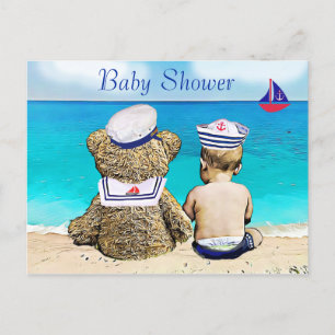 Lil' Sailor en Teddy Bear Baby shower Briefkaart
