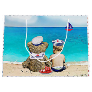 Lil' Sailor Nautical Thema Boy's Baby shower Groot Cadeauzakje