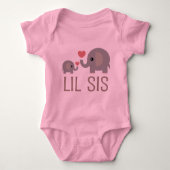 Lil Sis Elephant Gift Idee Romper (Voorkant)