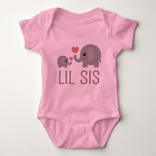 Lil Sis Elephant Gift Idee Romper (Voorkant)