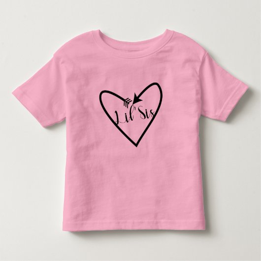 Lil' Sis Zusje Kids Script Arrow Heart Boho Kinder Shirts (Voorkant)