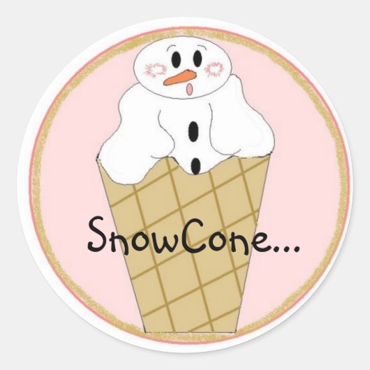 Lil' Sneeuwkegel Ronde Sticker (Voorkant)