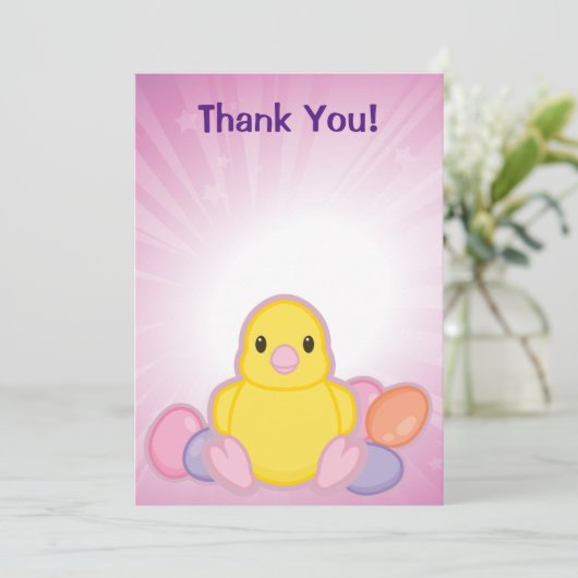 Lil Spring Chick Pattern Bedankkaart (Staand voorkant)