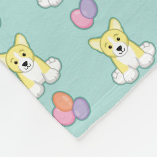 Lil Spring Corgi Pattern Fleece Deken (Hoek)