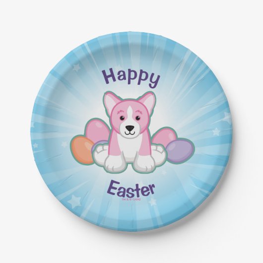 Lil Spring Corgi Pattern Papieren Bordje (Voorkant)