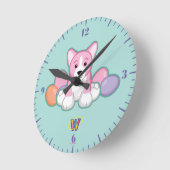 Lil Spring Corgi Pattern Ronde Klok (Hoek)