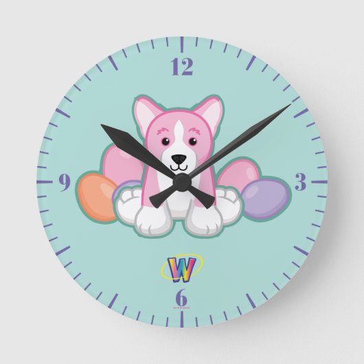 Lil Spring Corgi Pattern Ronde Klok (Voorkant)