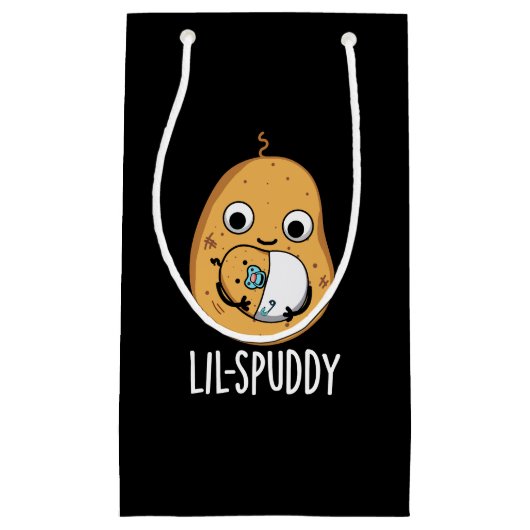 Lil Spuddy Funny Potato Pun Dark BG Klein Cadeauzakje (Voorkant)