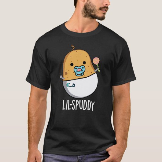 Lil-spuddy Funny Potato Pun Dark BG T-shirt (Voorkant)