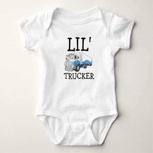 'Lil' Trucker' pun schattige grote vrachtwagen Romper (Voorkant)