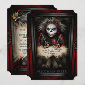 Lil Voodoo Doll Skeleton Halloween Party Kaart (Voorkant / Achterkant)