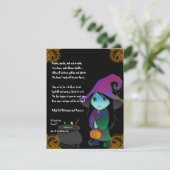 Lil 'Witch in Rainbow Gown Halloween uitnodiging (Staand voorkant)