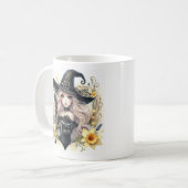 Lil Witch with Black Cat  daffodils Coffee Mug (Devant gauche)