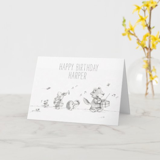 Lil Wolf Parade Verjaardag Kaart (Gele Bloem)