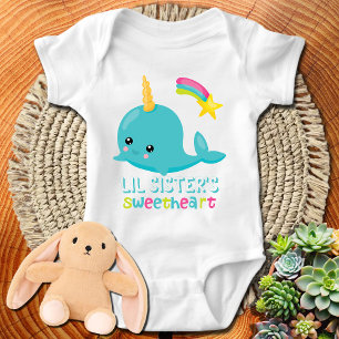 Lil 'zusjes lieveling blauwe Kawaii Narwal Romper