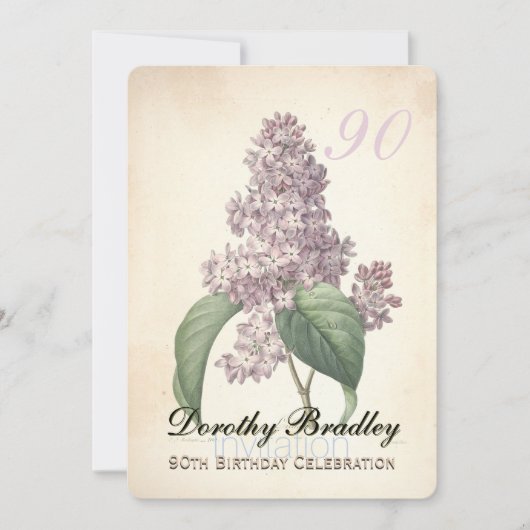  Lila 90ste Verjaardagsviering Uitnodiging (Voorkant)