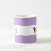 Lila aangepaste naam gepersonaliseerd koffiemok (Center)