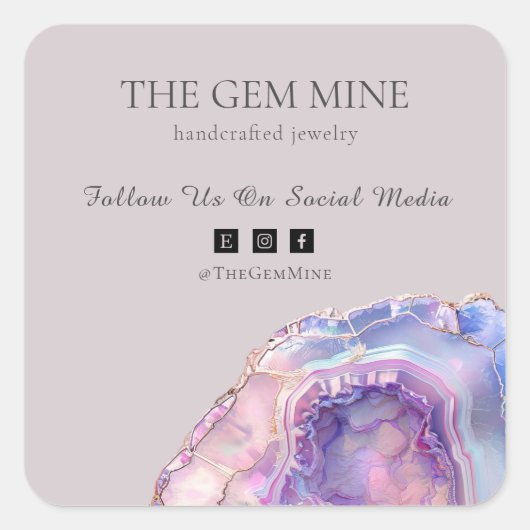 Lila Agate Small Business Vierkante Sticker (Voorkant)