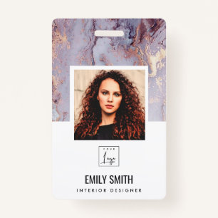 LILA AGENTSCHAP WERKNEMER FOTO BAR CODE NAME BADY BADGE