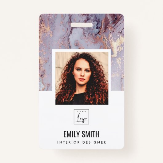 LILA AGENTSCHAP WERKNEMER FOTO BAR CODE NAME BADY BADGE (Voorkant)