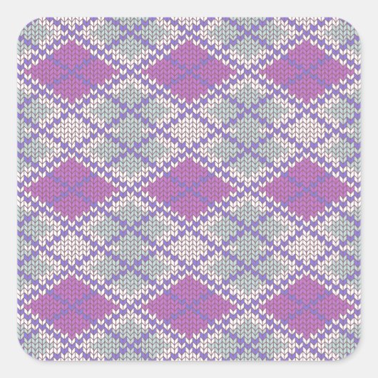 LILA ARGYLE KNIT Small Square Stickers (Voorkant)