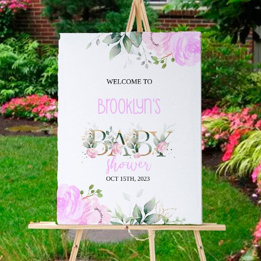 Lila Baby shower Welkomstteken Poster