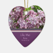 Lila bekendmaking geboorte keramisch ornament (Links)